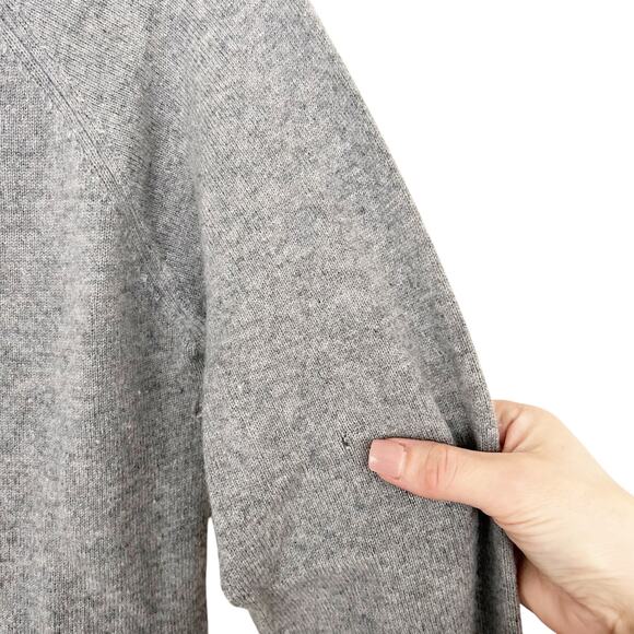 Garnet Hill Gray 100% Cashmere Ruffle Trim Sweater Sz M - Picture 3 of 5
